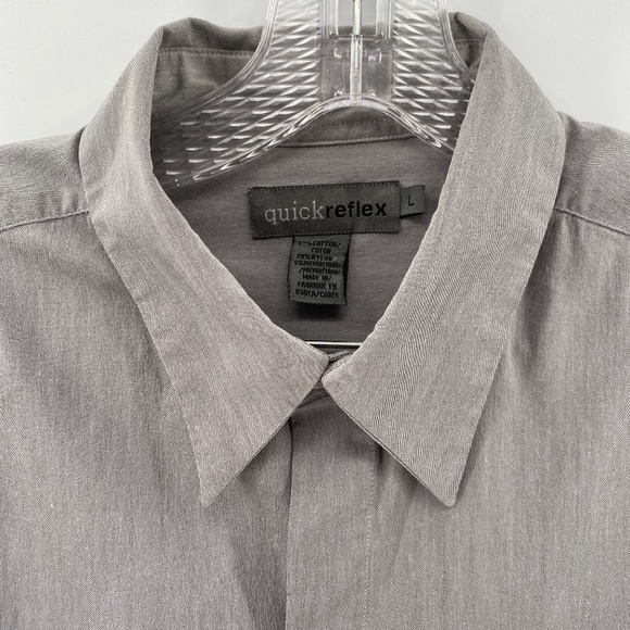 Quick Reflex Shirt Men Size Large Grey Made in Korea Long Sleeve Full Button - Picture 2 of 13